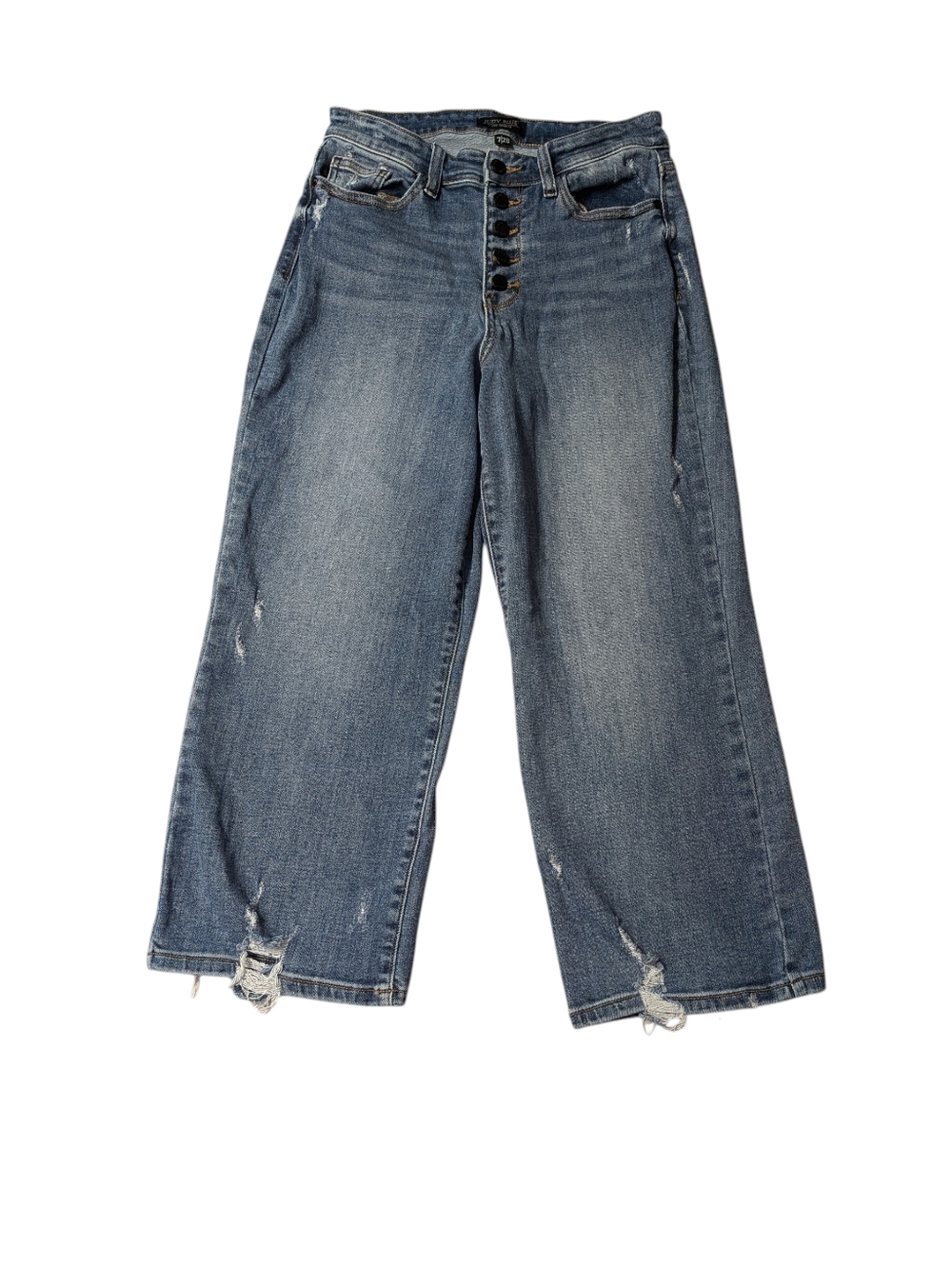 Judy Blue Wide Leg Buttonfly Crop Jeans